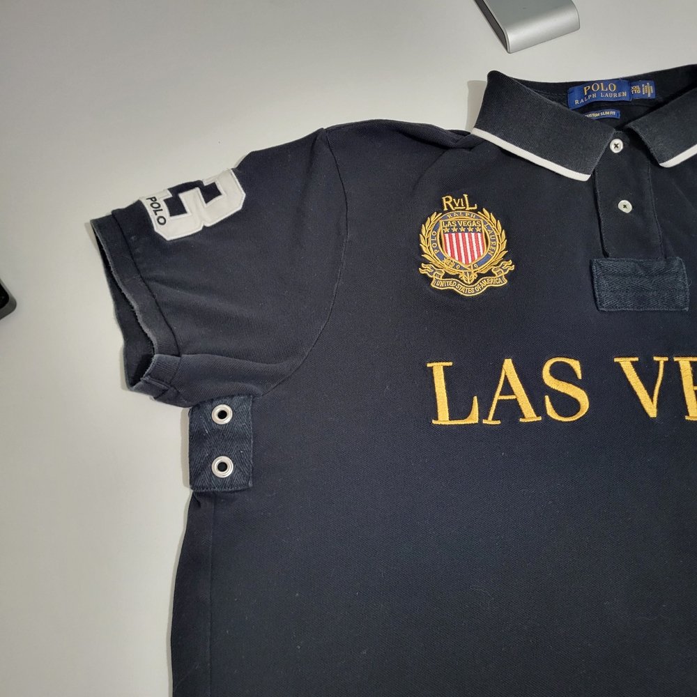 Polo Ralph Lauren Las Vegas Custom Slim Fit Polo Shirt XXL Black Gold - Picture 3 of 9